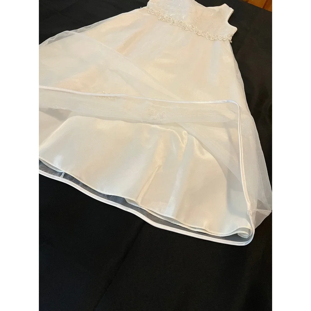 Rare Editions Girls White Embroidered Floral Formal Gown Dress Size 12 E421243A